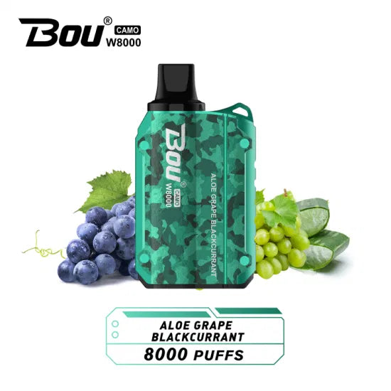 Vaper desechable Bou Camo 8000 PUFFS Aloe Grape Blackcurrant