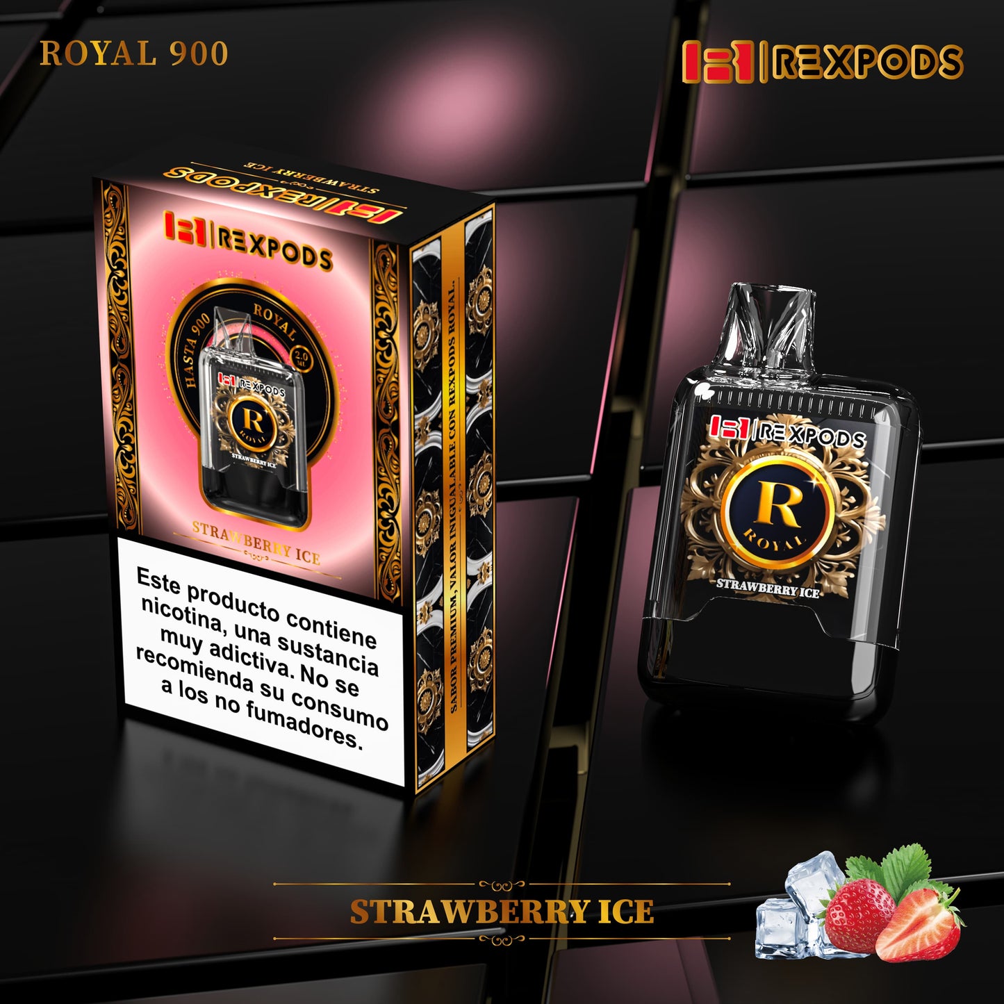 Vapers desechable Rexpods Royal 900 Strawberry ice 🍓🧊
