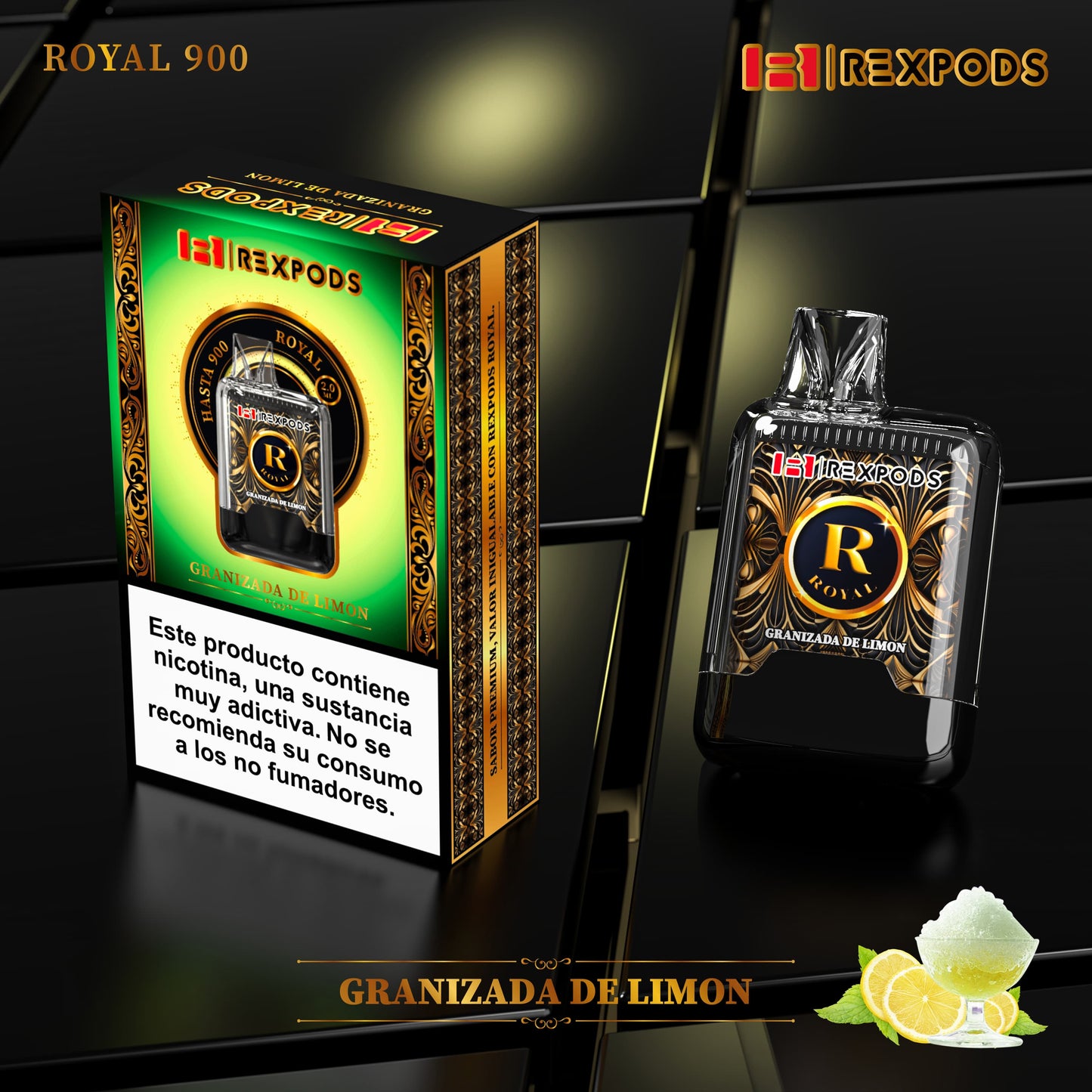 Vaper desechabloe Rexpods Royal 900 Granizada de Limón 🍋🧃