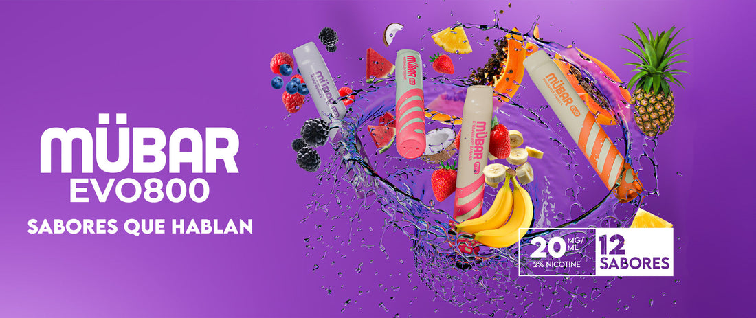 Mübar EVO 800: vaper desechable con 800 caladas y gran variedad de sabores.
