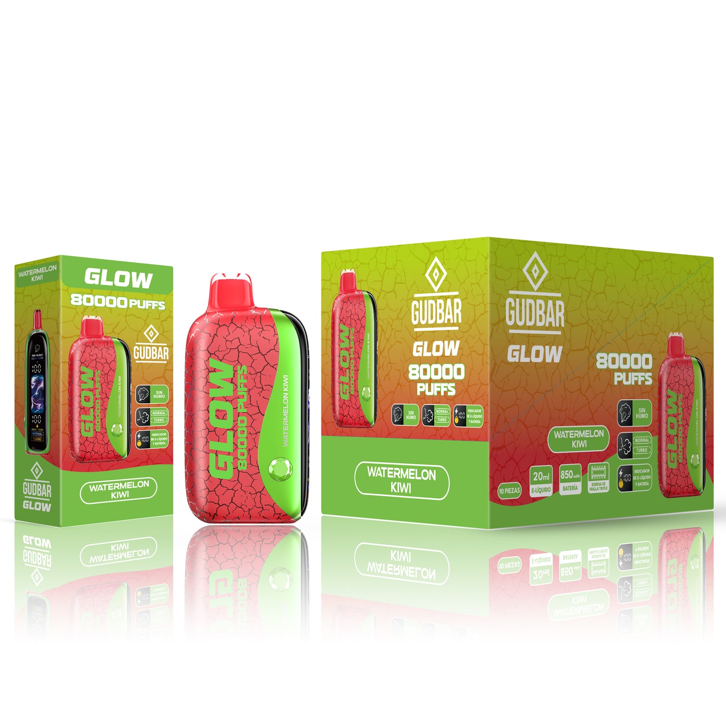 GudBar Glow 80000 Puffs – Watermelon Kiwi