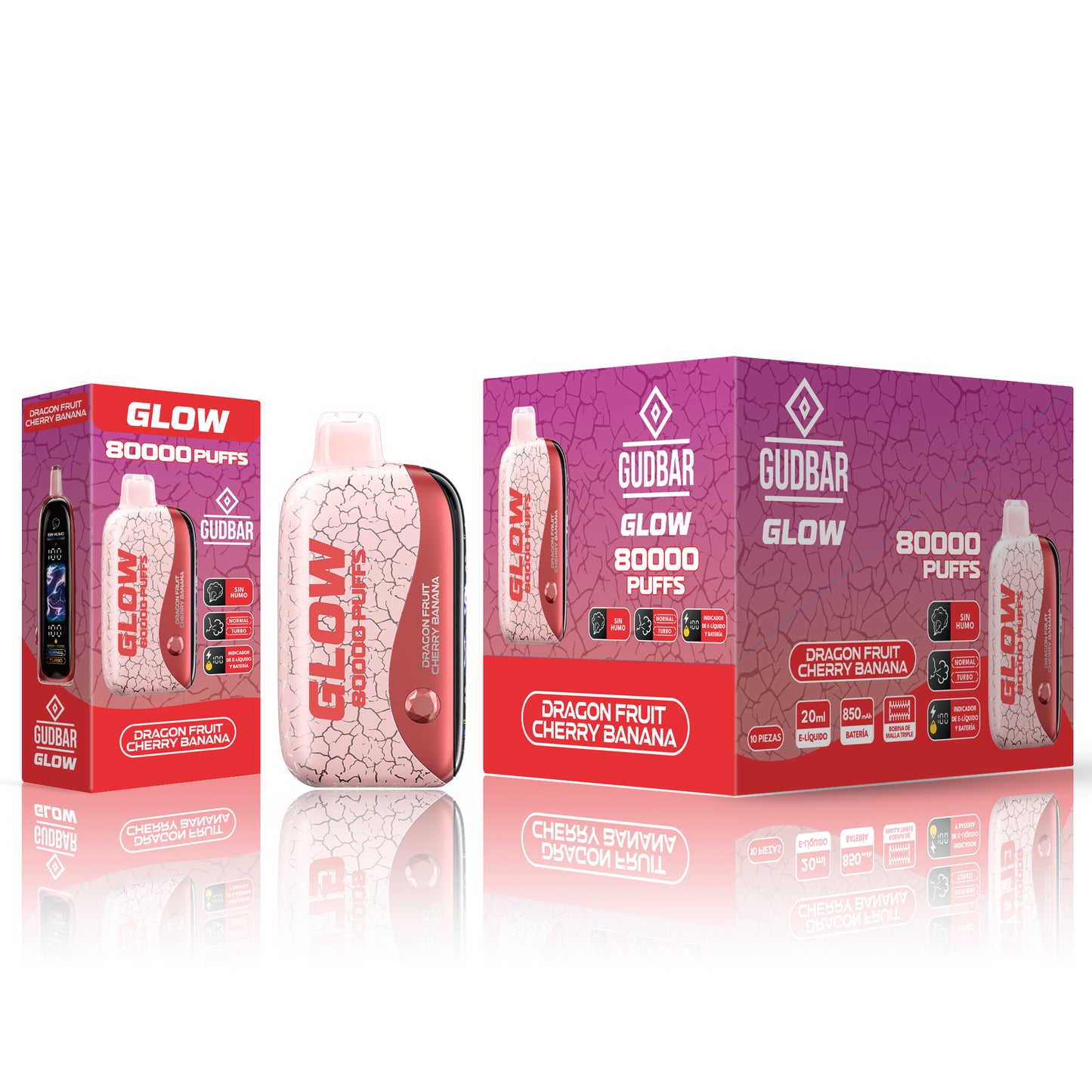 GudBar Glow 80000 Puffs – Dragon Fruit Cherry Banana