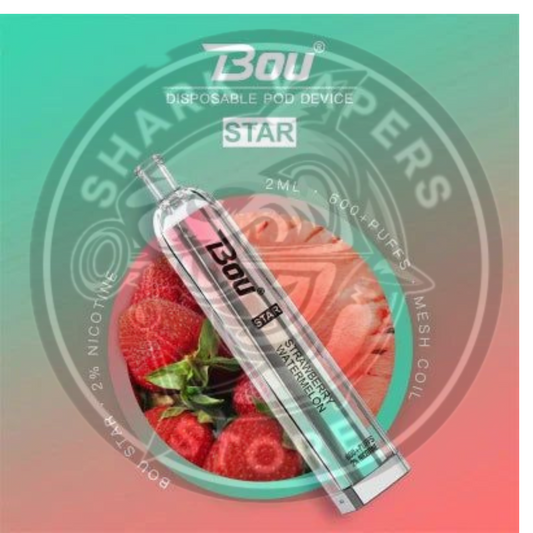 Vaper desechable Bou star 600 Puff Watermelon Strawberry ice