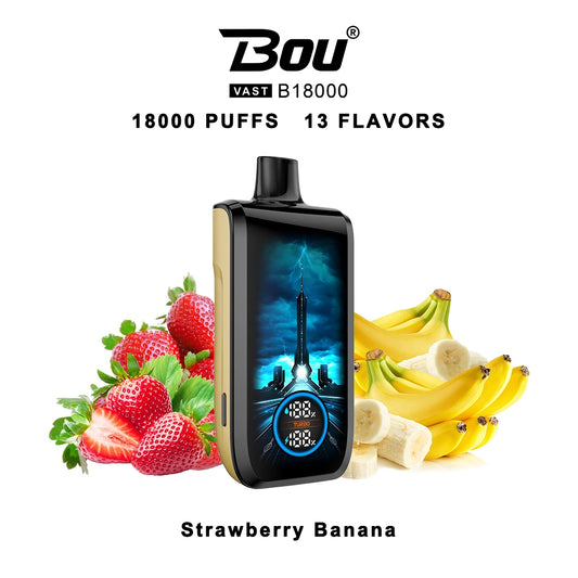 Vaper Desechable Bou VAST B1800 Strawberry Banana 0%NIC