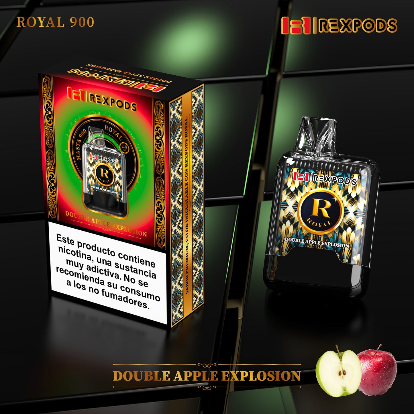 Vaper desechable Rexpods Royal 900 Doubble Apple Explosion 🍎🍏