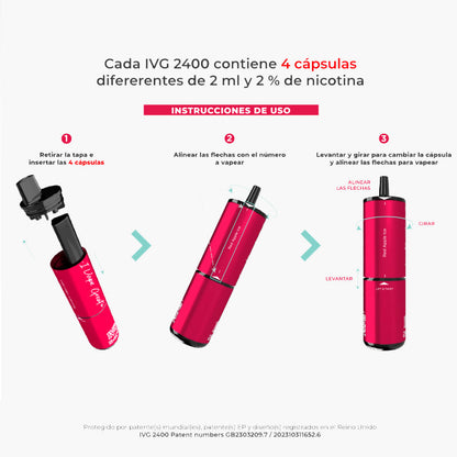 Vaper  desechable IVG 2400 4 en 1 Pink Edition